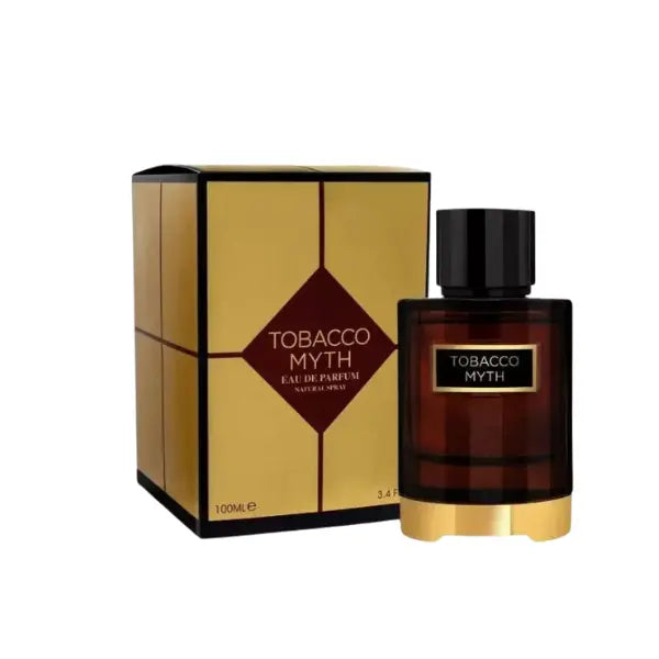Fragrance World Tobacco Myth Eau De Parfum 100 ml, warm and smoky tobacco-inspired fragrance for personal use from The Oud Library